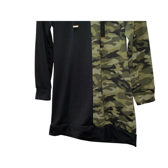 🔥 No Boundaries Camo & Black Hoodie Dress Tunic – Size L (11-13) 🔥 - Picture 2 of 4